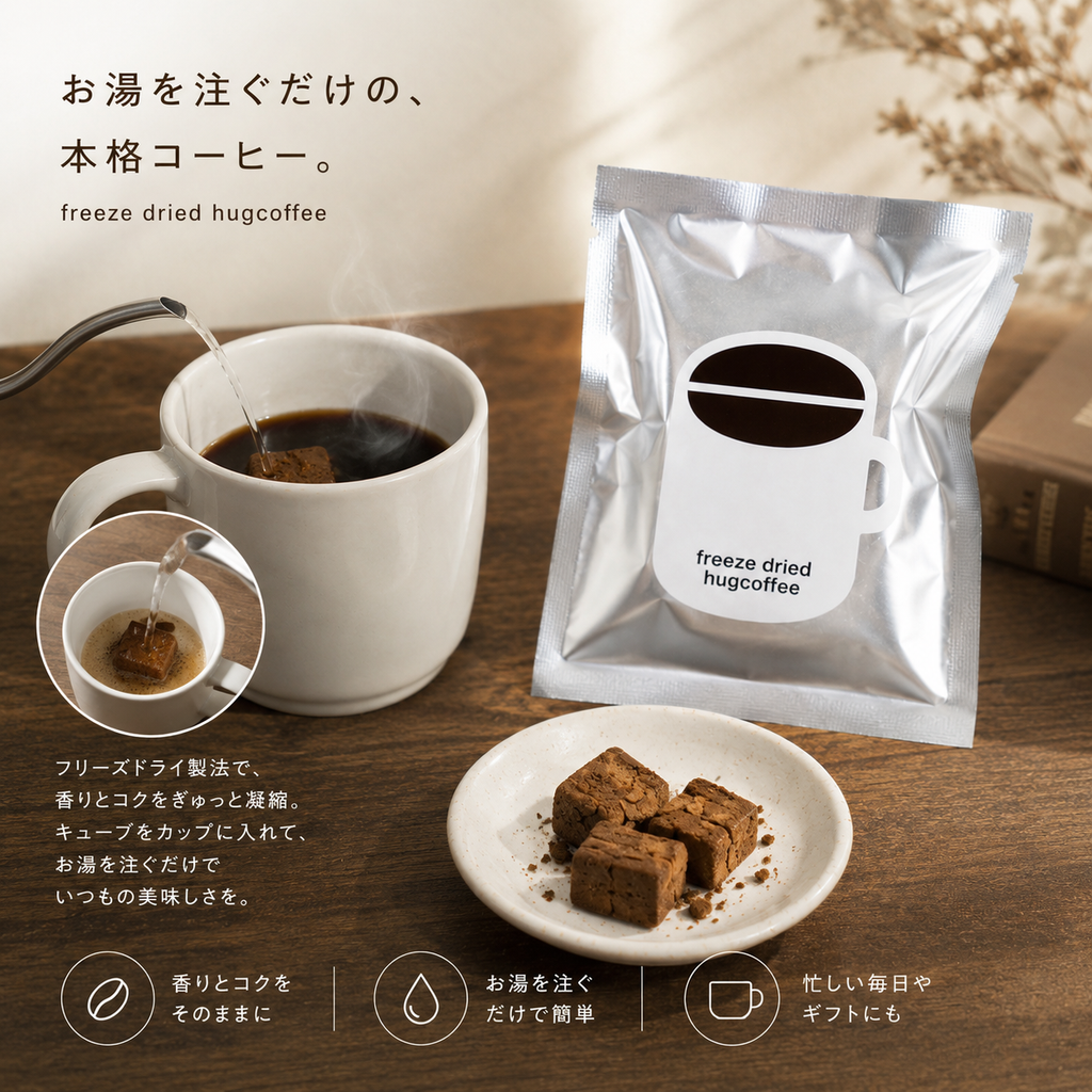 【お湯を注ぐだけの本格コーヒー】フリーズドライコーヒー from hugcoffee