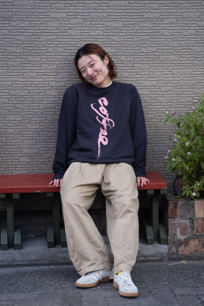 ＼決算SALE／【ネイビー×ピンク XLサイズ】書道”coffee”スウェット